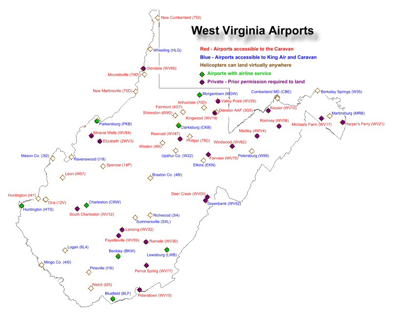 Pic of Map of WV Airports